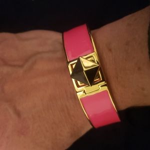 Kate Spade hot pink bangle with gold toggle